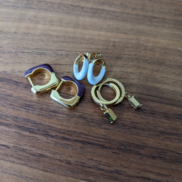Elegant Gold and Purple Hoop Earrings - Picture 1 of 1